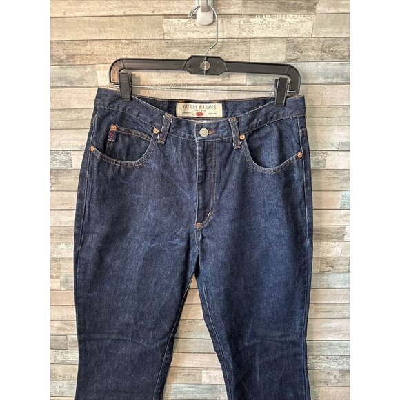 Women’s Guess Denim Jeans Dark Wash Vintage Low Waist Boot Leg Size 31 - Picture 5 of 15